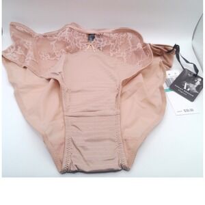 Ashley Graham Plus Size Front-Keyhole Lace Panty US X UK 16 Cappuccino NWT